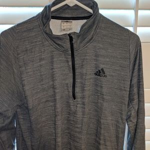 Adidas Gray Zipper Up Long Sleeve Shirt Men's Larg
